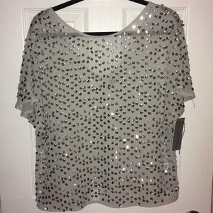 JLo Sheer grey top with detailing